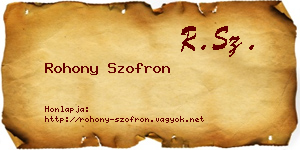 Rohony Szofron névjegykártya